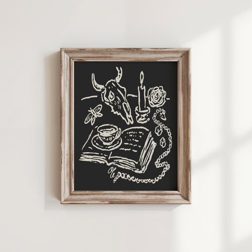 Skull & Rose Art Print
