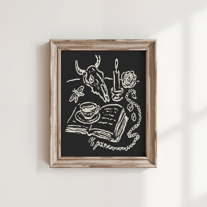 Skull & Rose Art Print