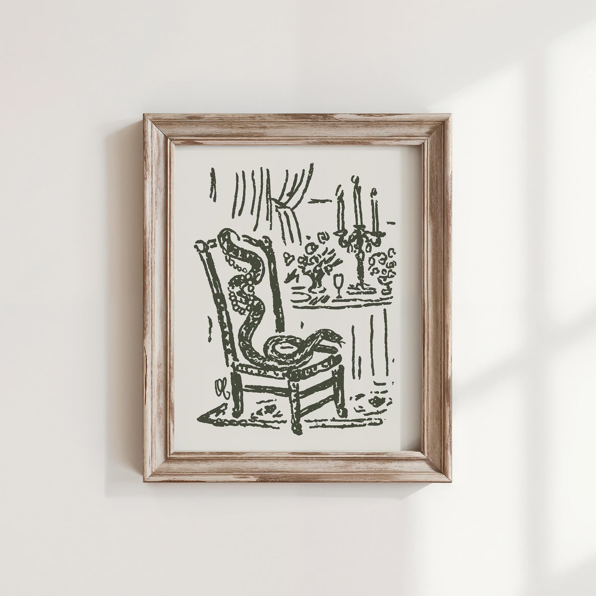 Snake on a Chair Art Print, preview 1