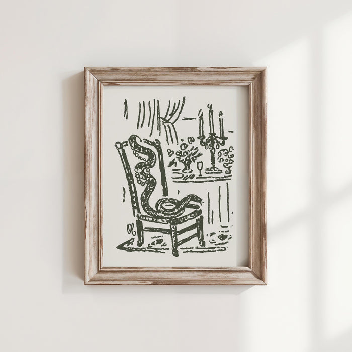 Snake on a Chair Art Print