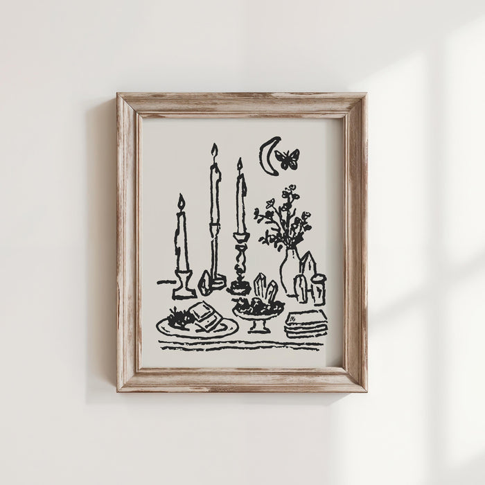 Candles & Crystals Art Print