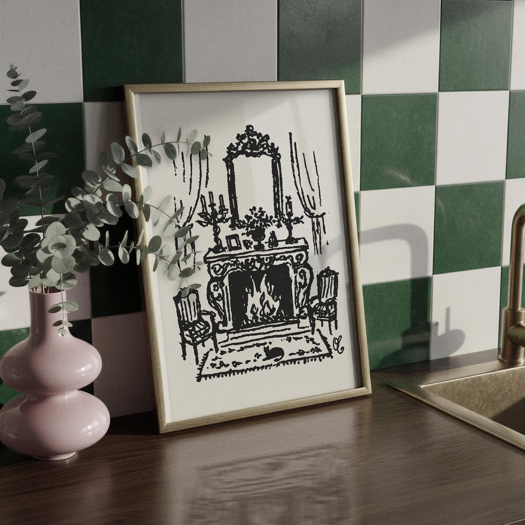 French Fireplace Art Print, preview 2