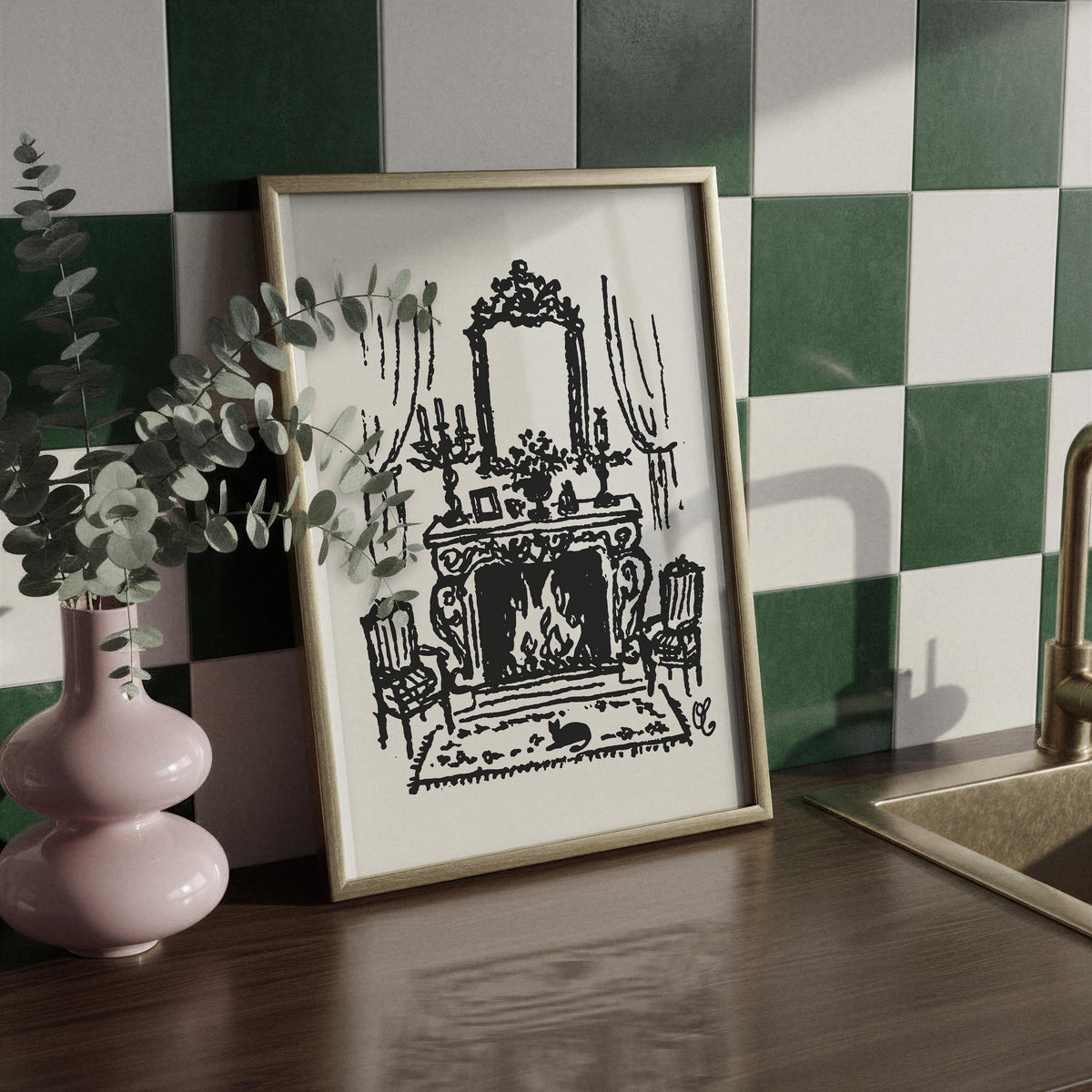 French Fireplace Art Print, preview 2