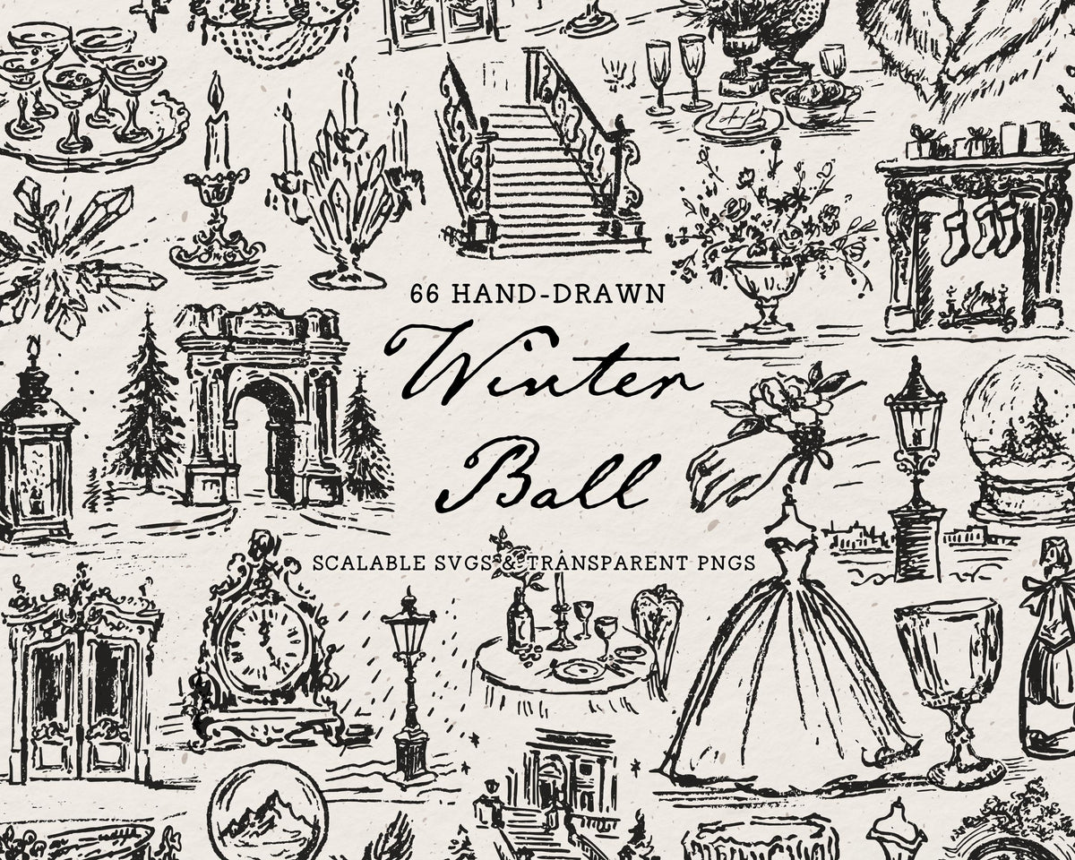 The Winter Ball Doodle Pack, preview 1