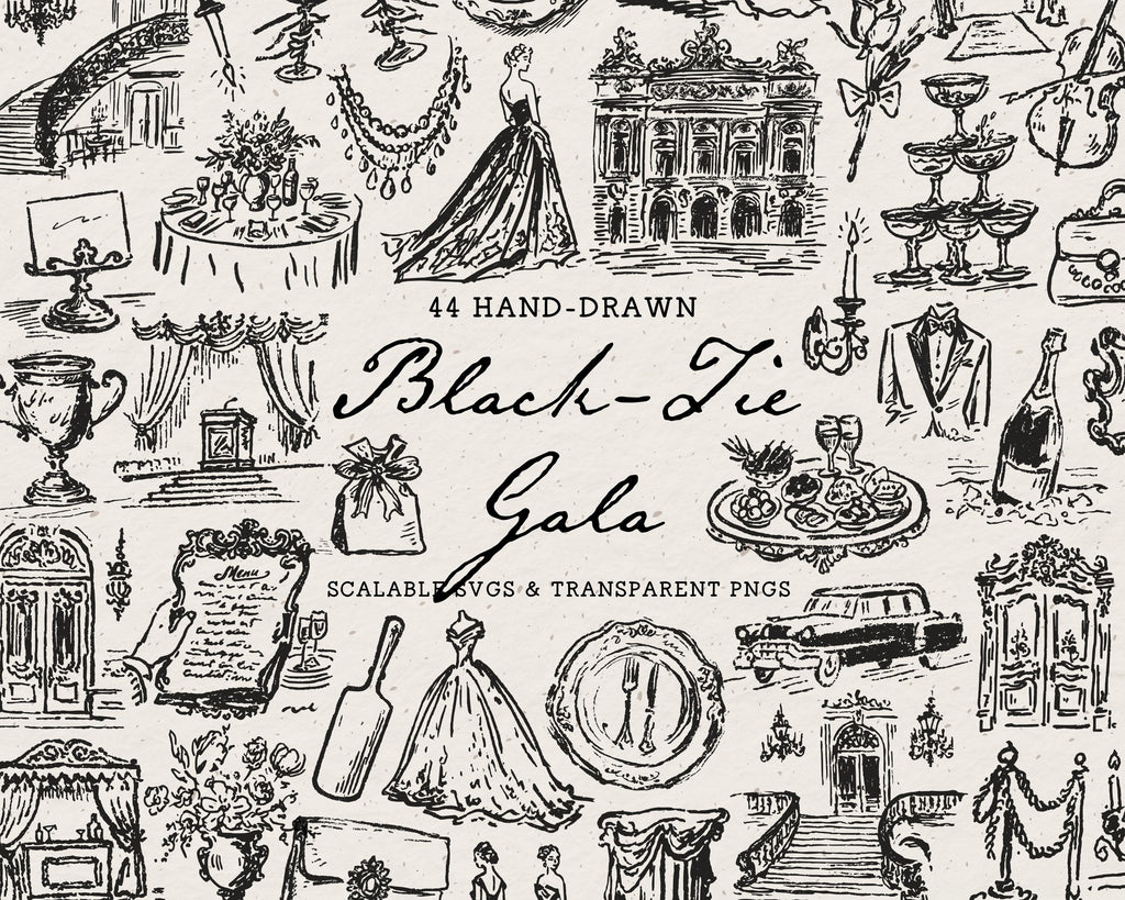 The Black-Tie Gala Doodle Pack, preview 1