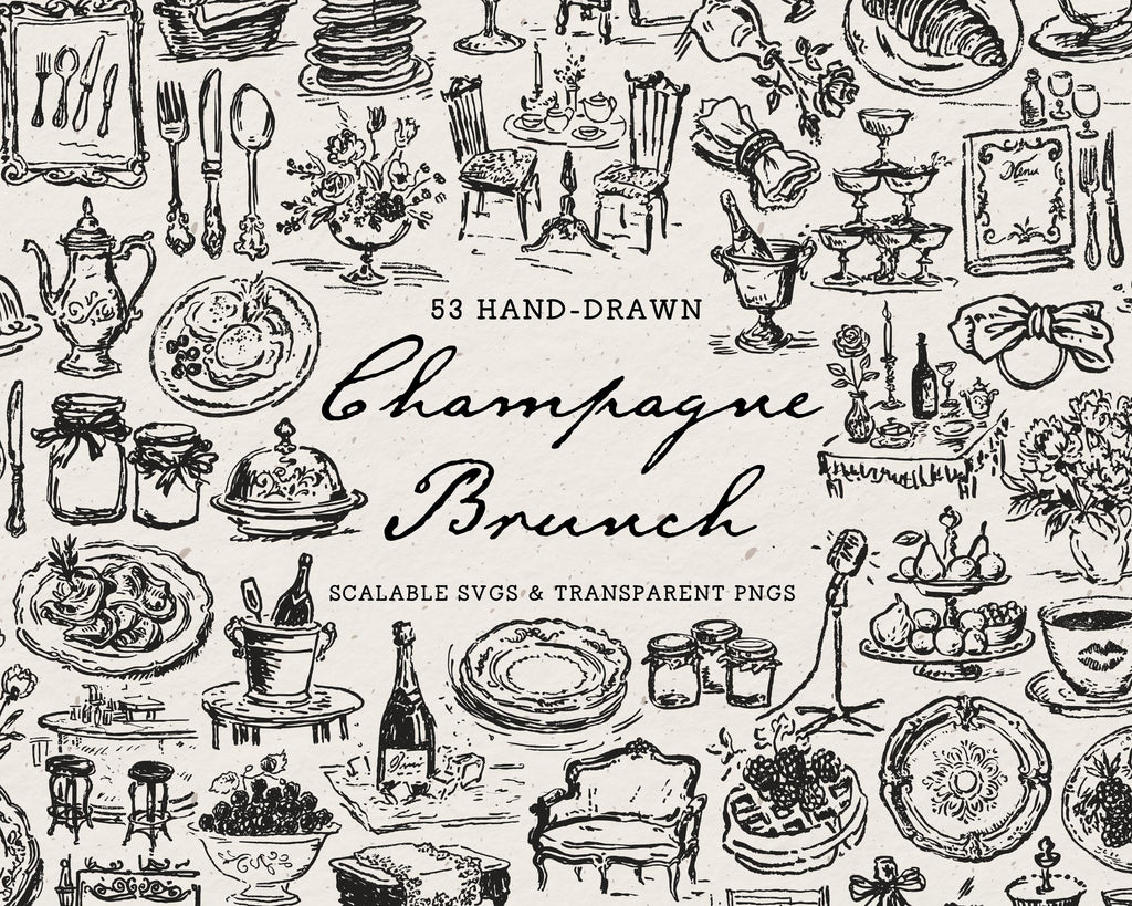 The Champagne Brunch Doodle Pack, preview 1