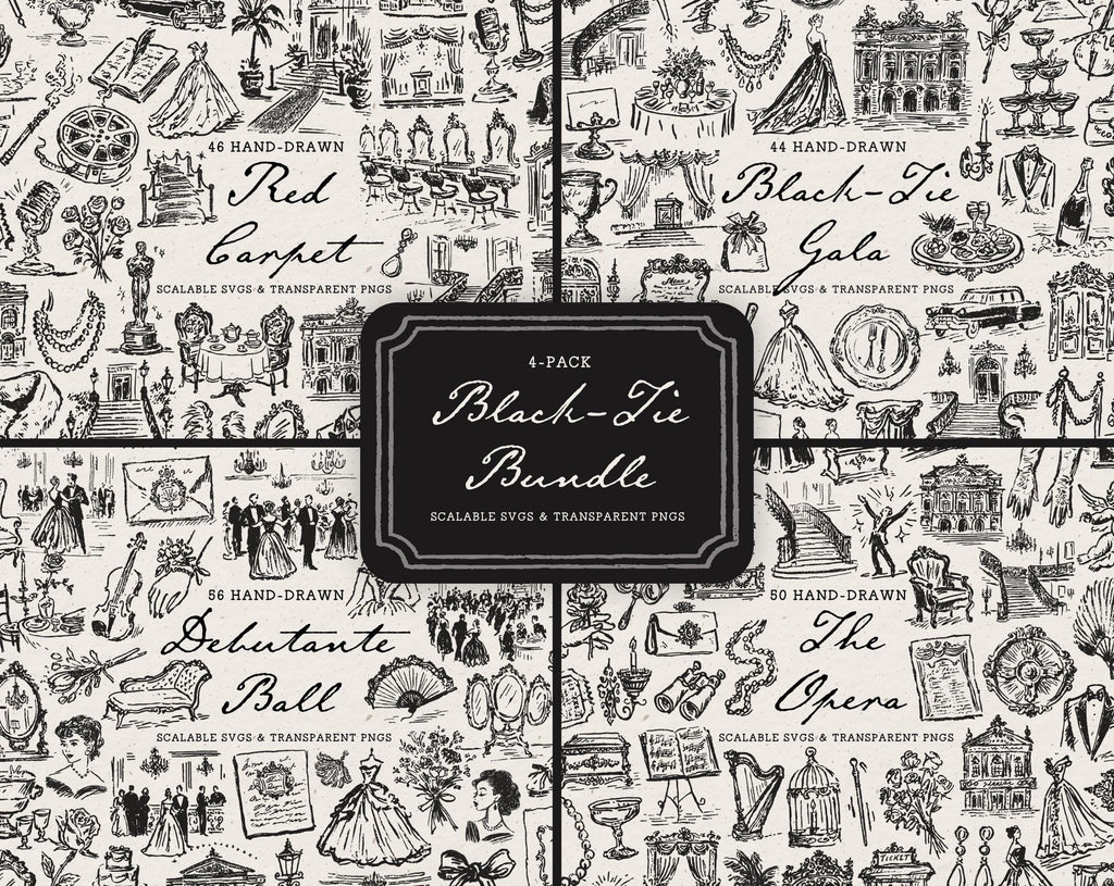Black-Tie 4-Pack Doodle Bundle, preview 1