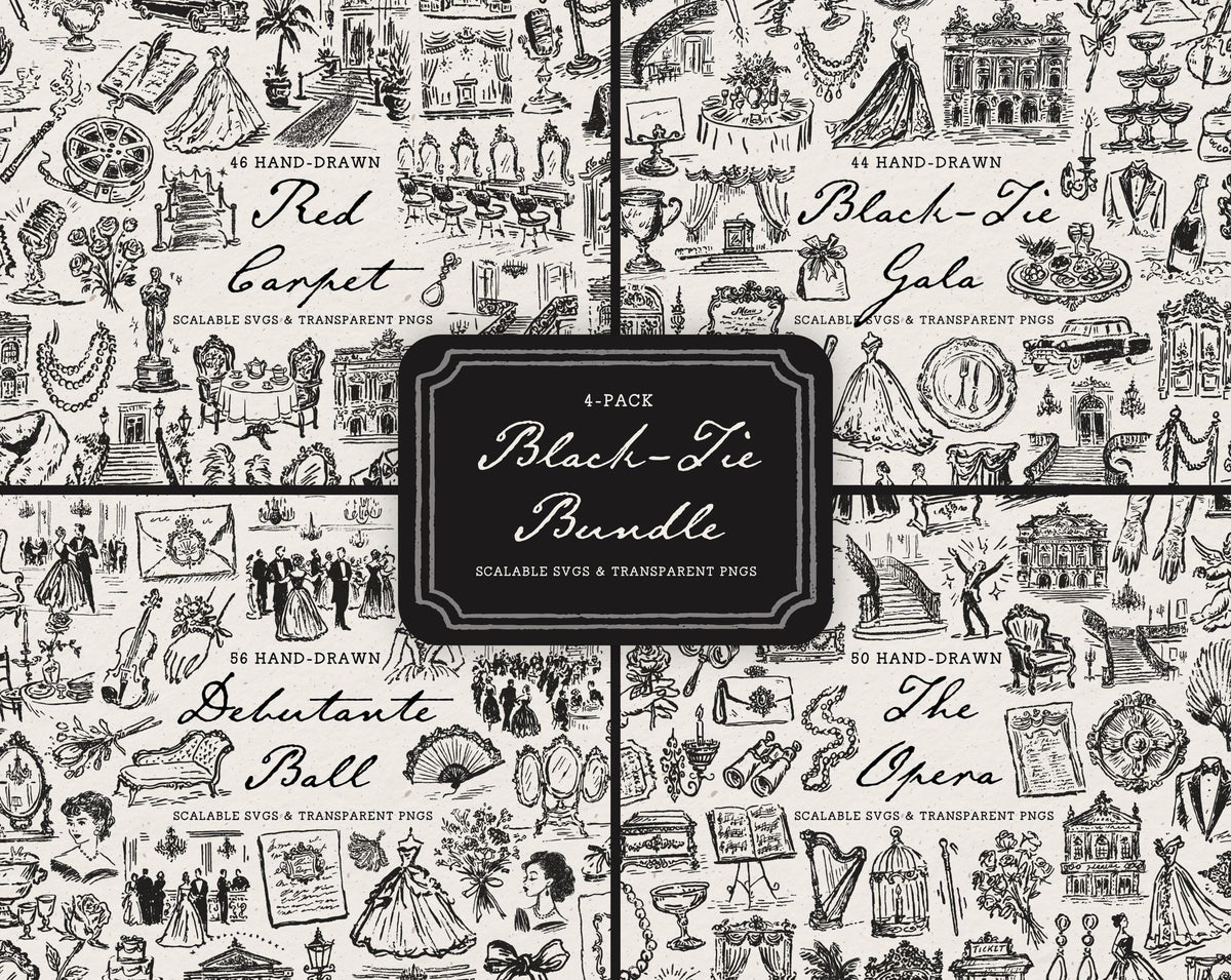 Black-Tie 4-Pack Doodle Bundle, preview 1
