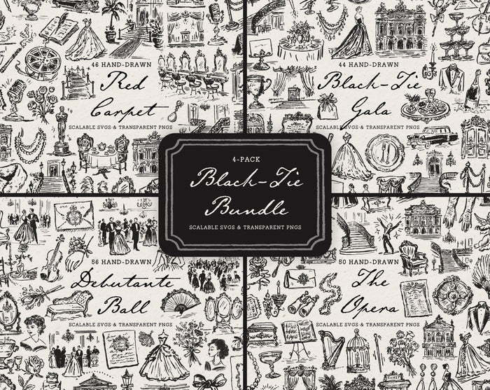Black-Tie 4-Pack Doodle Bundle