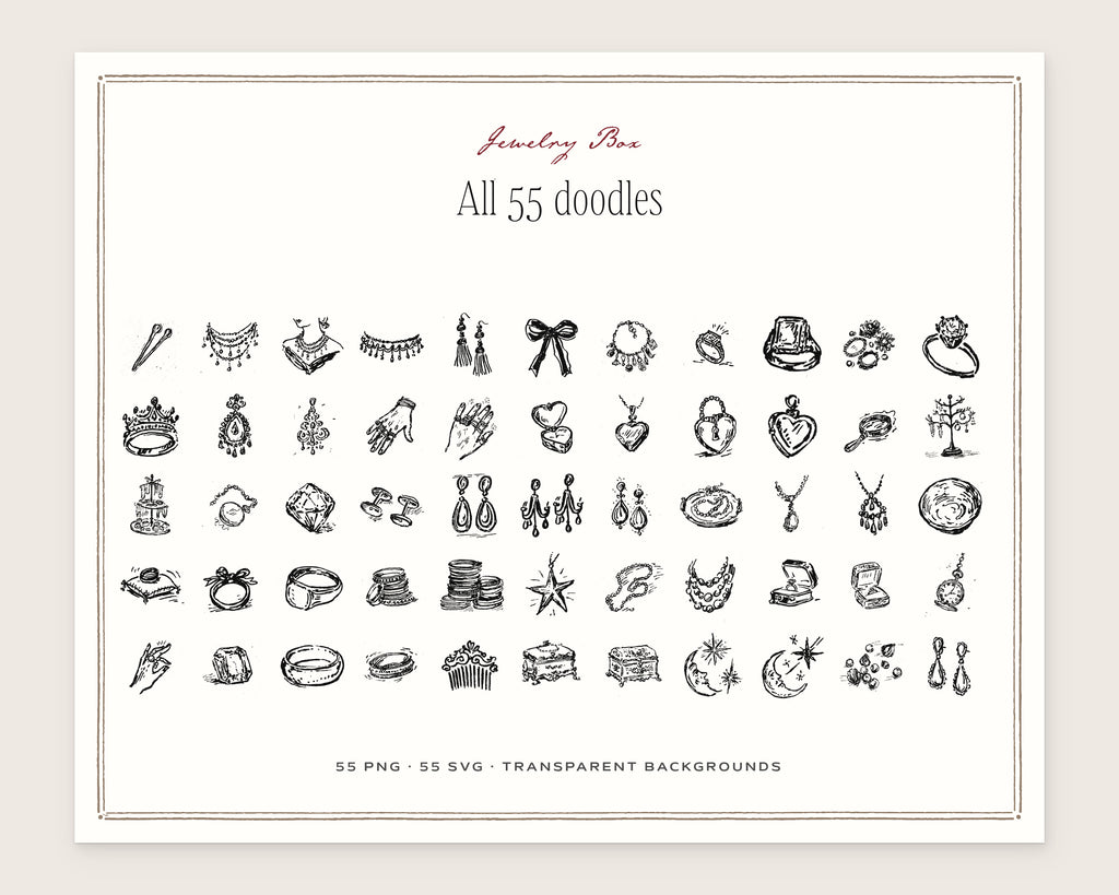 Jewelry Box Doodle Pack, everything in the set
