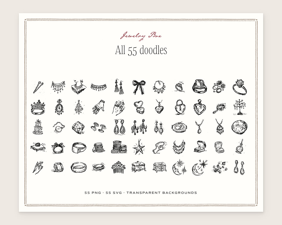 Jewelry Box Doodle Pack, everything in the set