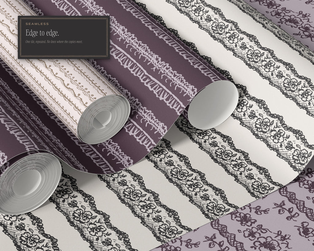 Lace & Trims Seamless Pattern Bundle, edge to edge