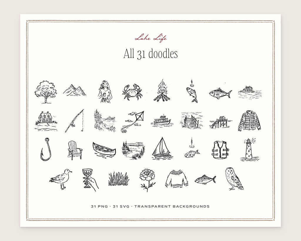 Lake Life Doodle Pack, everything in the set