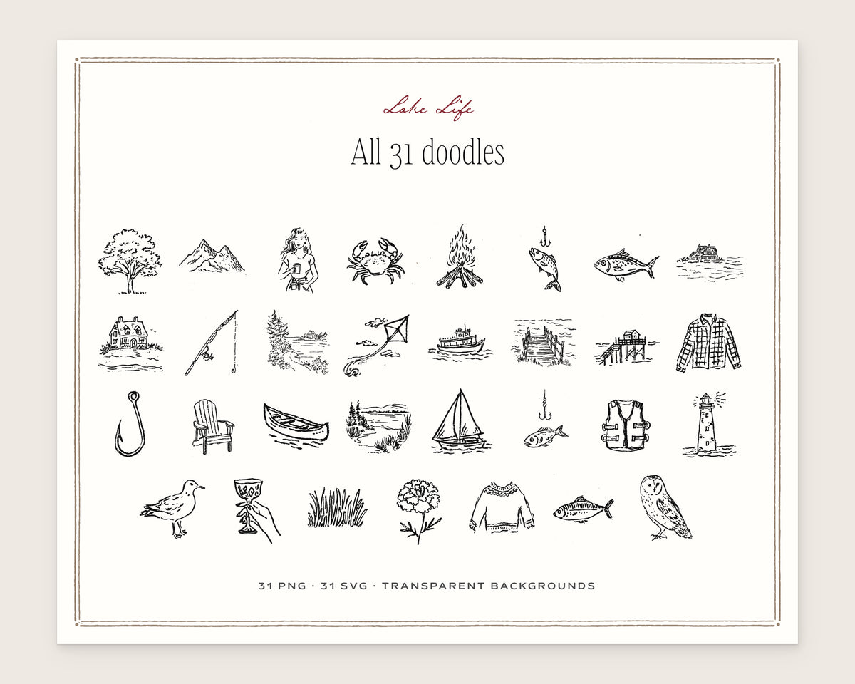 Lake Life Doodle Pack, everything in the set