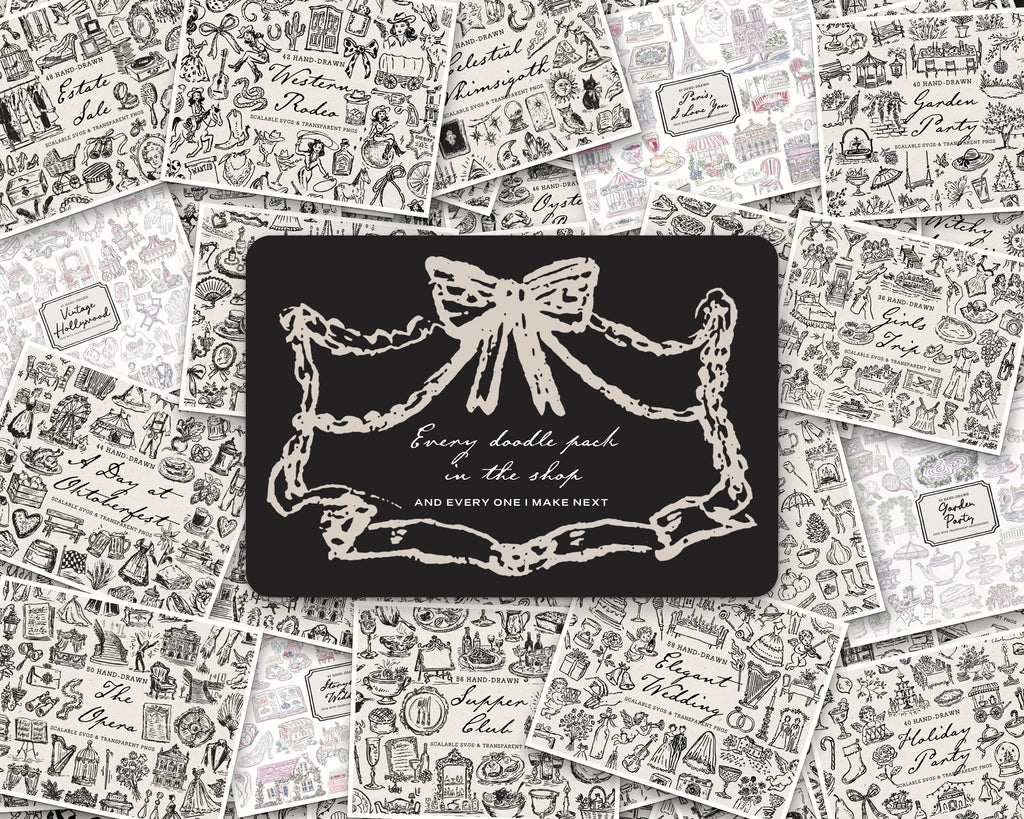 Mega Lifetime Doodle Bundle, every doodle pack piled together