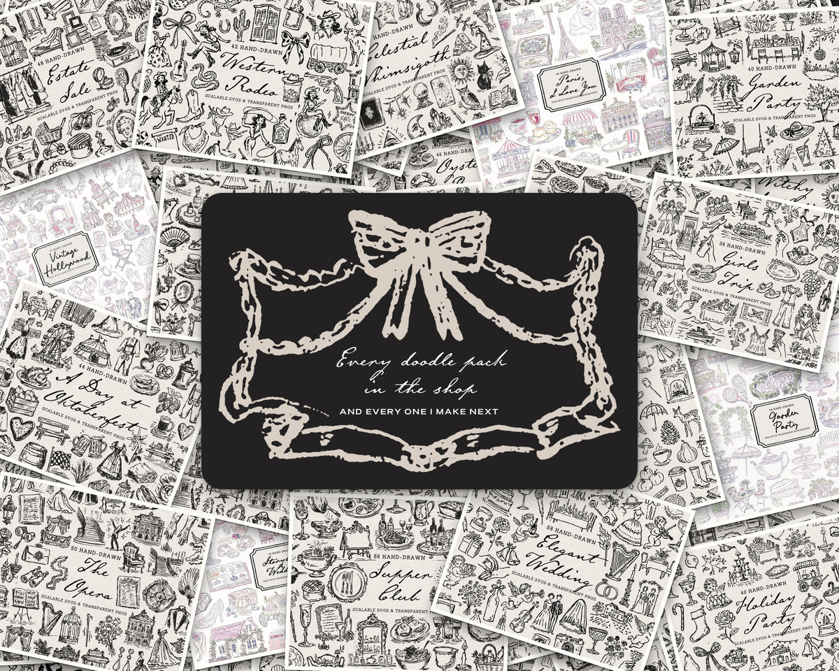 Mega Lifetime Doodle Bundle, every doodle pack piled together