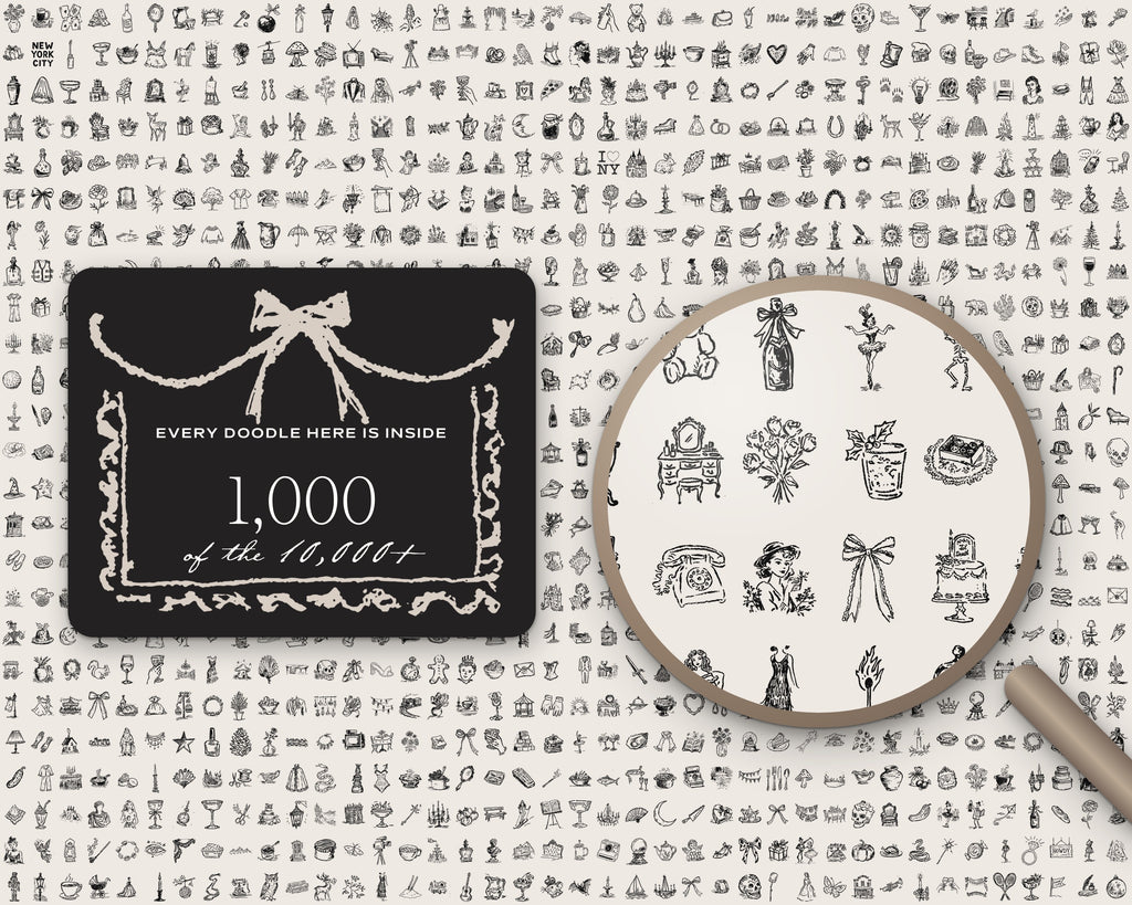 Mega Lifetime Doodle Bundle, one thousand doodles on one sheet