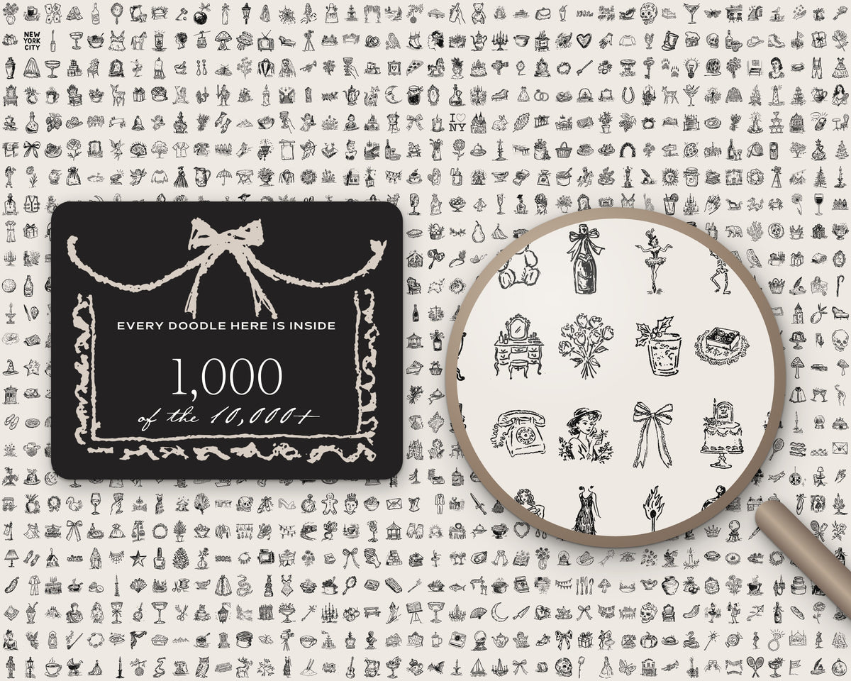 Mega Lifetime Doodle Bundle, one thousand doodles on one sheet