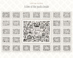 Mega Lifetime Doodle Bundle, a gallery wall of doodle pack covers