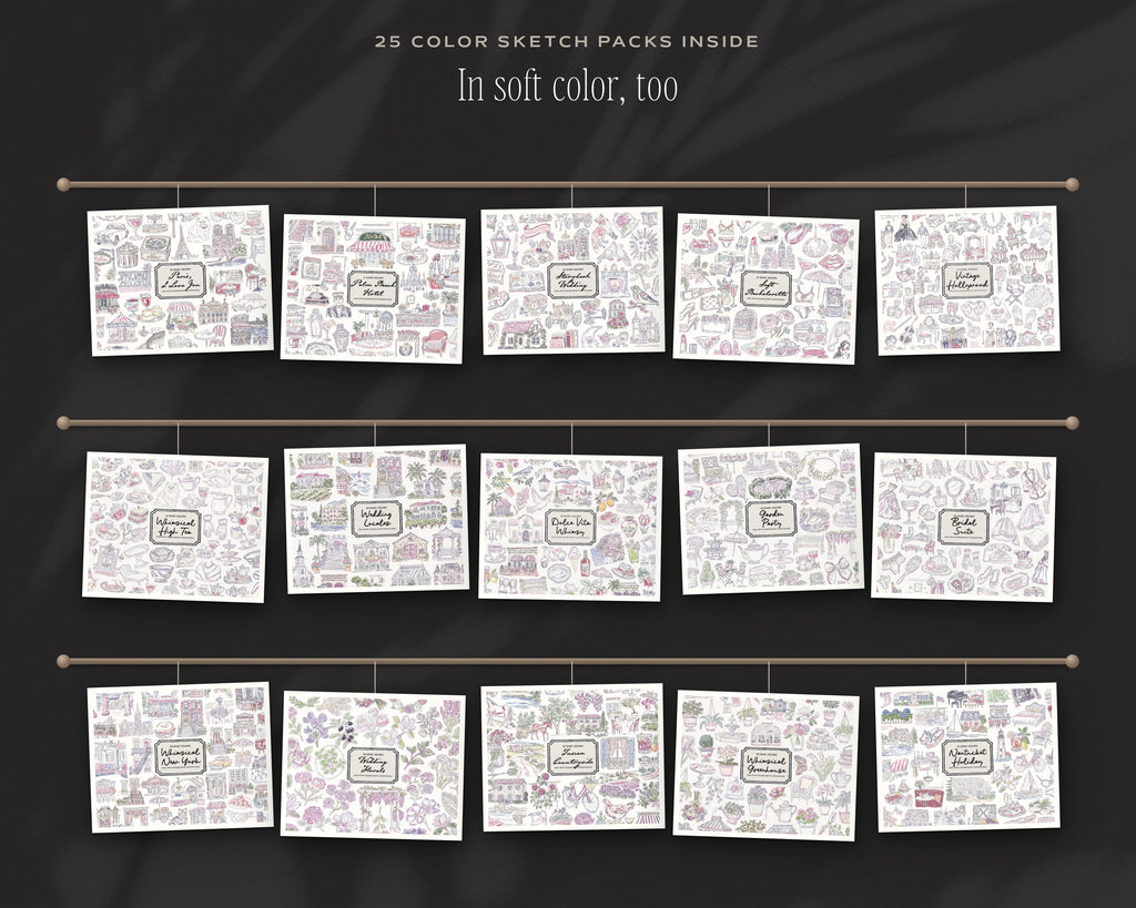 Mega Lifetime Doodle Bundle, color sketch doodle packs