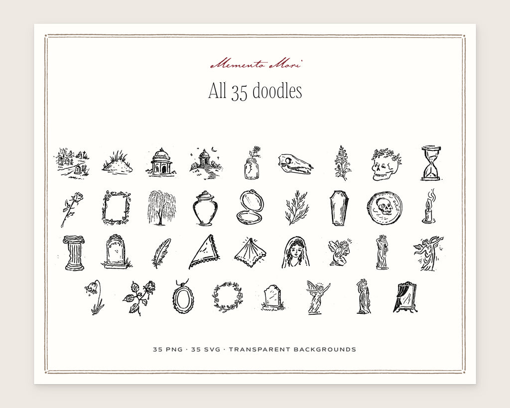 Memento Mori Doodle Pack, everything in the set