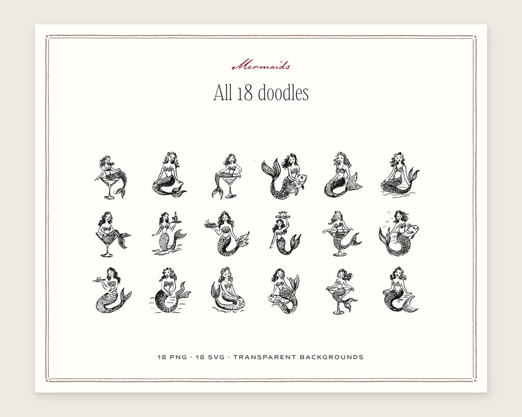 Mermaids Doodle Pack, everything in the set