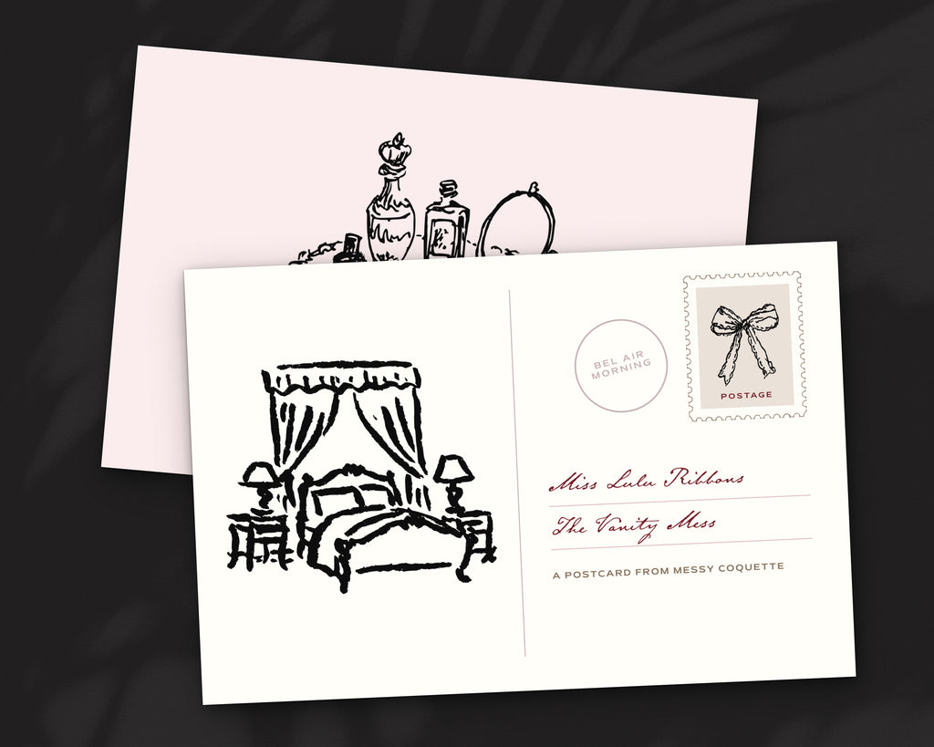 Messy Coquette Doodle Pack, postcard