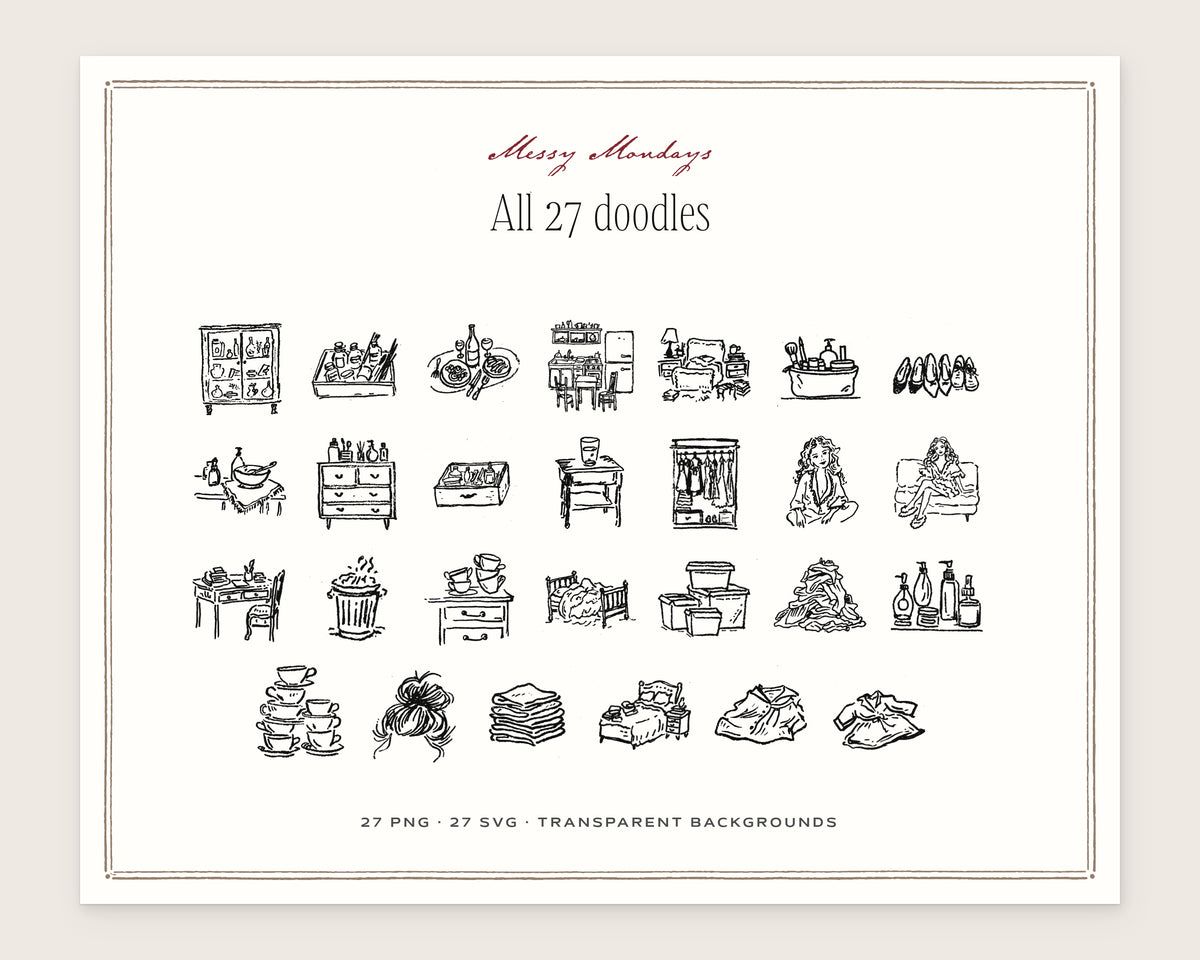 Messy Mondays Doodle Pack, everything in the set