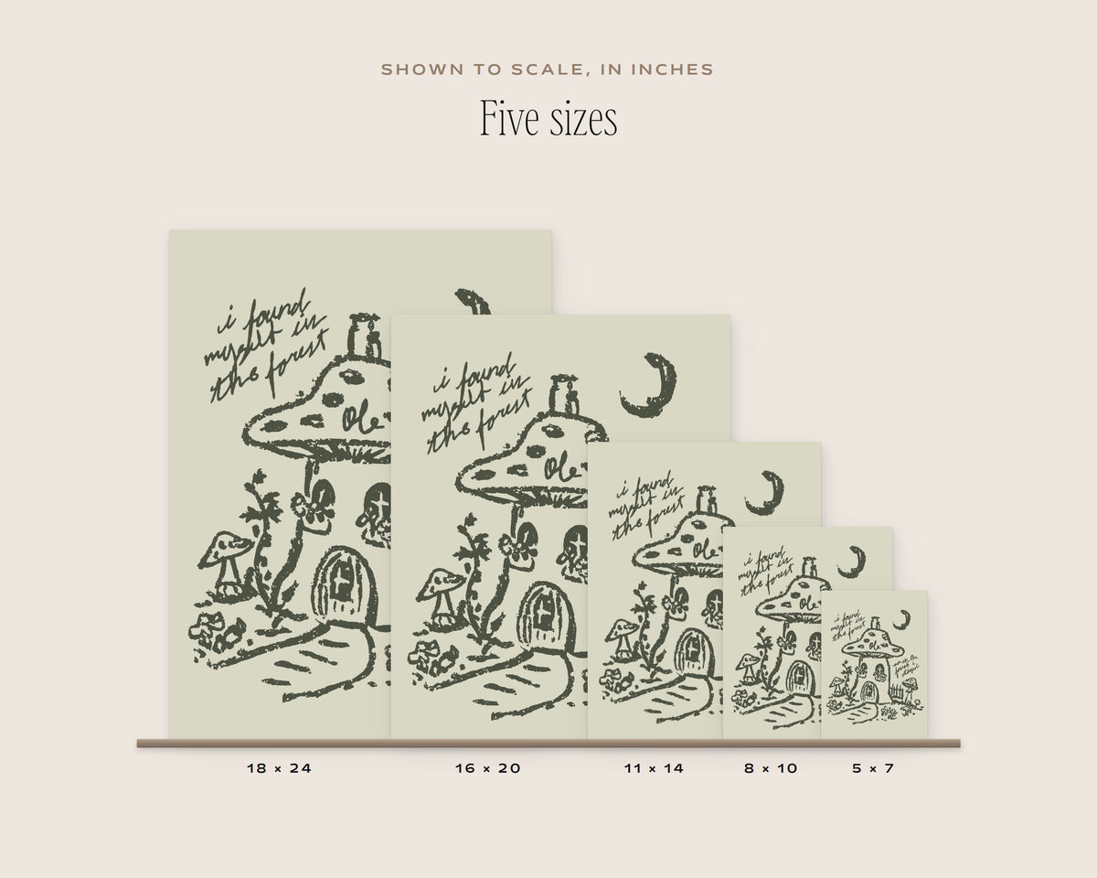 Mushroom House Art Print, five sizes