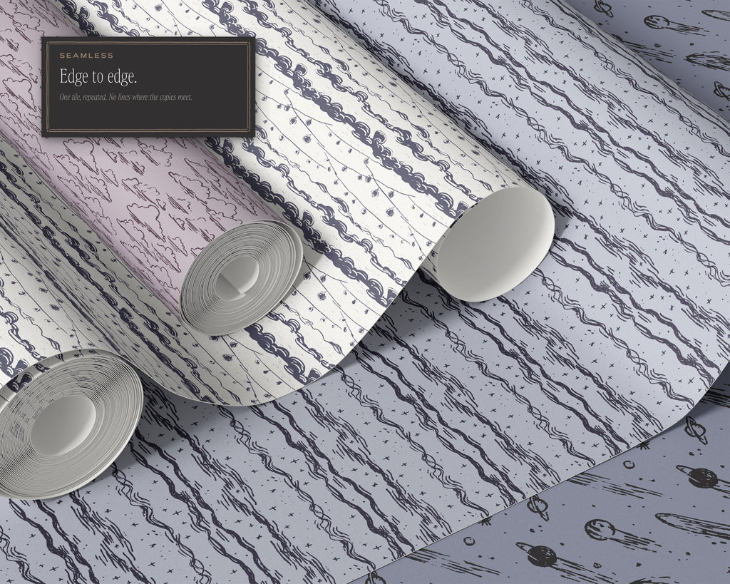 Night Sky Seamless Pattern Bundle, edge to edge
