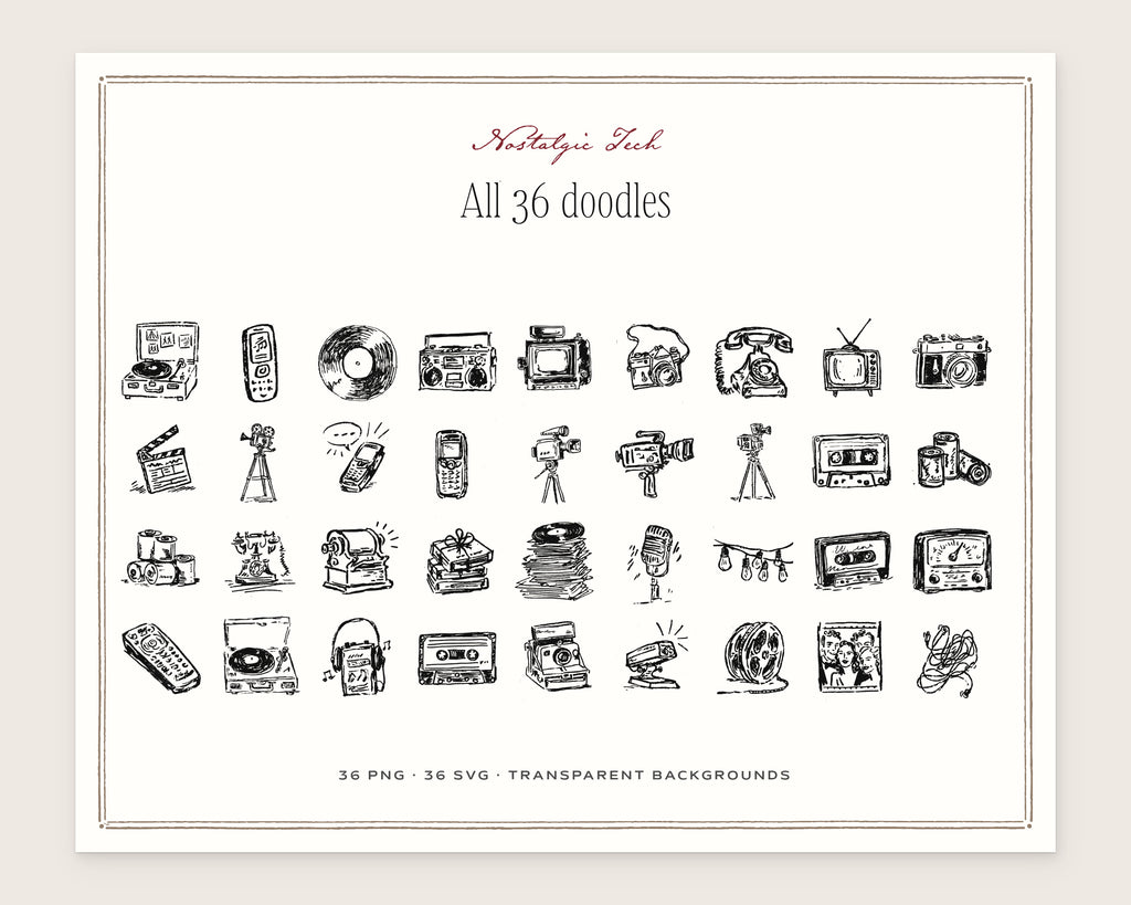 Nostalgic Tech Doodle Pack, everything in the set