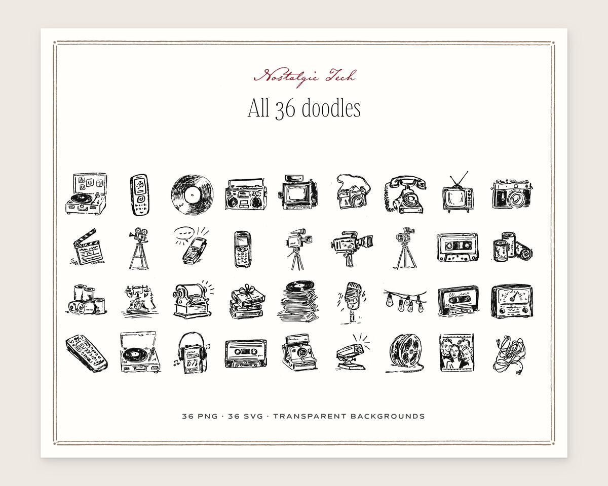 Nostalgic Tech Doodle Pack, everything in the set