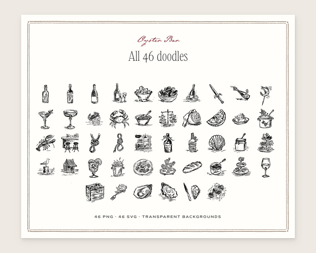Oyster Bar Doodle Pack, everything in the set