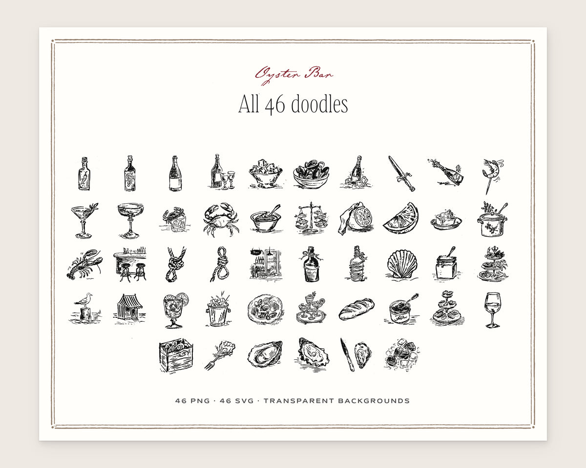 Oyster Bar Doodle Pack, everything in the set