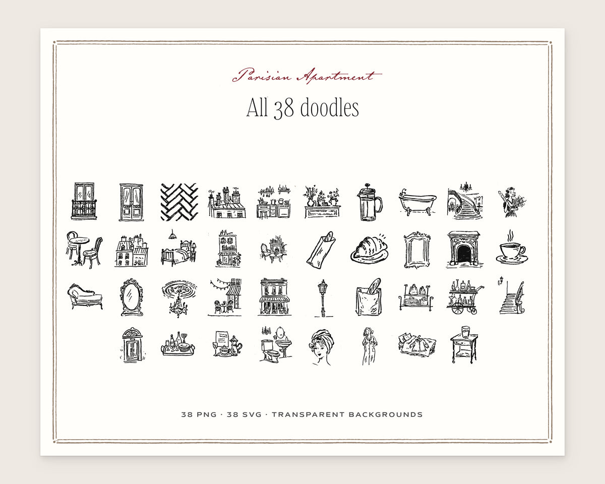 Parisian Apartment Doodle Pack, everything in the set