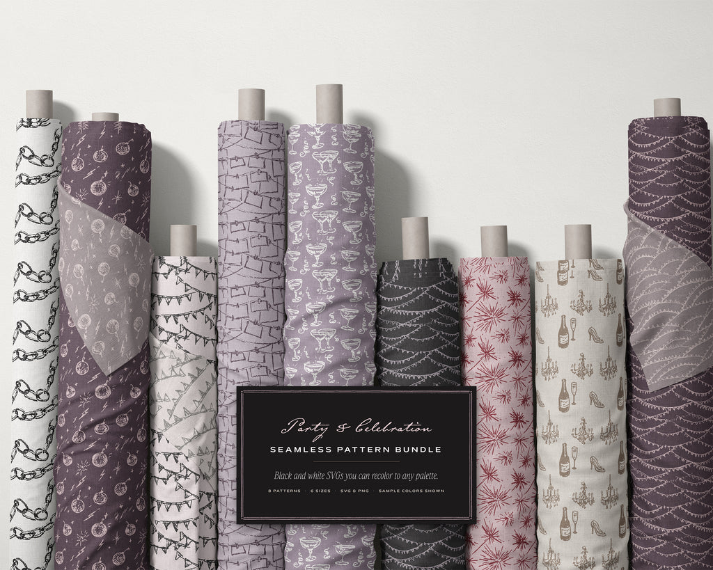 Party & Celebration Seamless Pattern Bundle, fabric rolls, all the patterns
