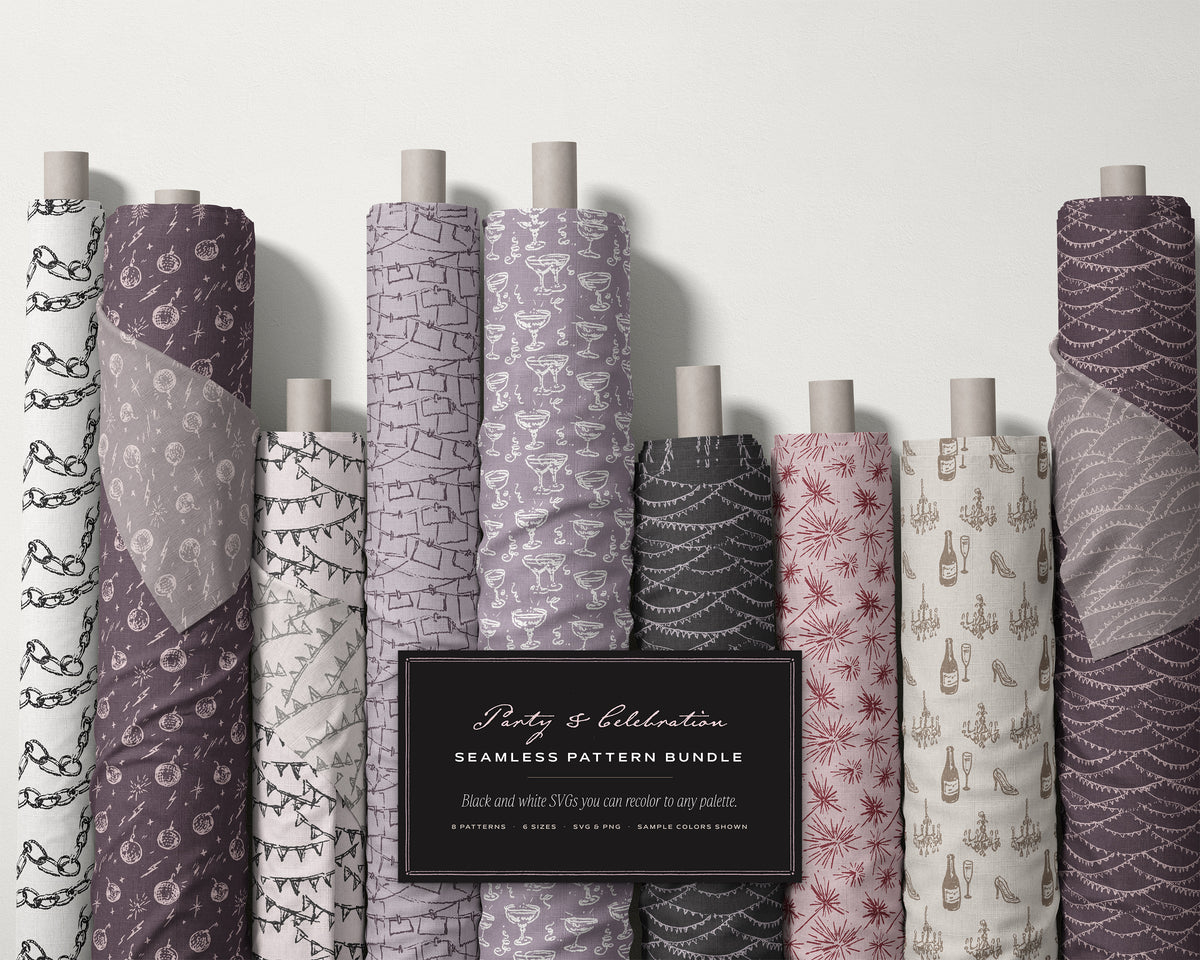 Party & Celebration Seamless Pattern Bundle, fabric rolls, all the patterns