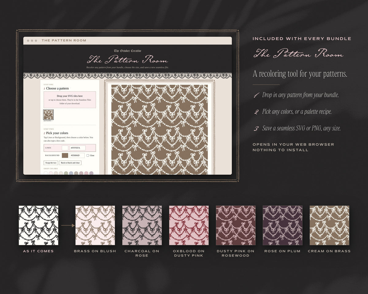 Pearls & Hearts Seamless Pattern Bundle, The Pattern Room recoloring tool