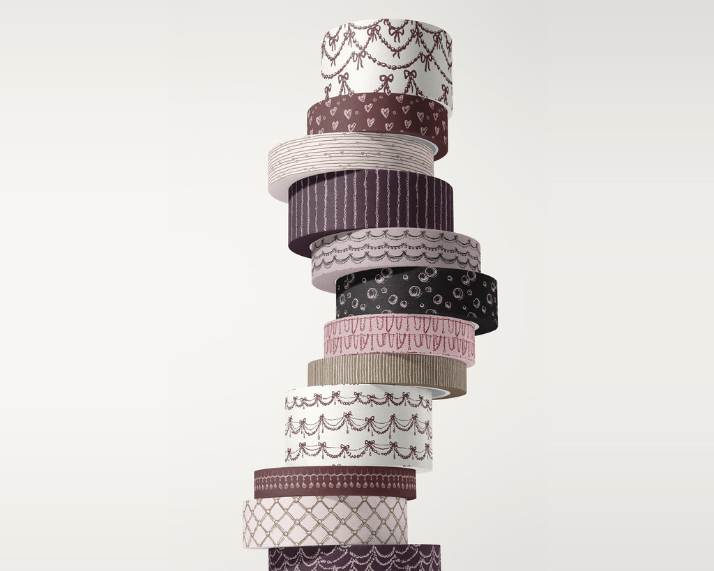 Pearls & Hearts Seamless Pattern Bundle, packaging tape