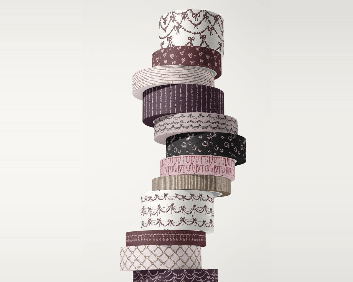 Pearls & Hearts Seamless Pattern Bundle, packaging tape