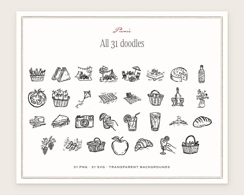 Picnic Doodle Pack, everything in the set