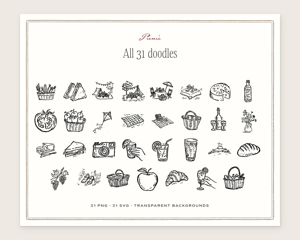 Picnic Doodle Pack, everything in the set