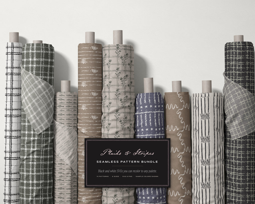 Plaids & Stripes Seamless Pattern Bundle, fabric rolls, all the patterns