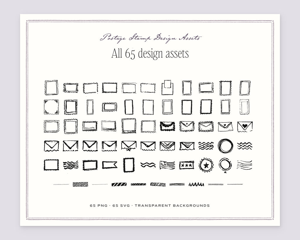 Postage Stamp Design Assets, everything in the set