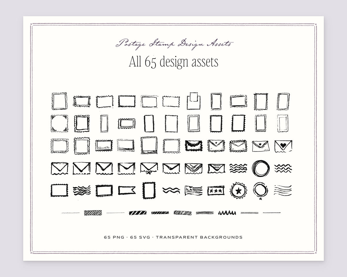 Postage Stamp Design Assets, everything in the set