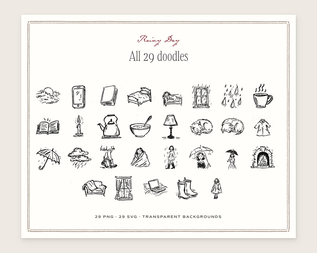 Rainy Day Doodle Pack, everything in the set