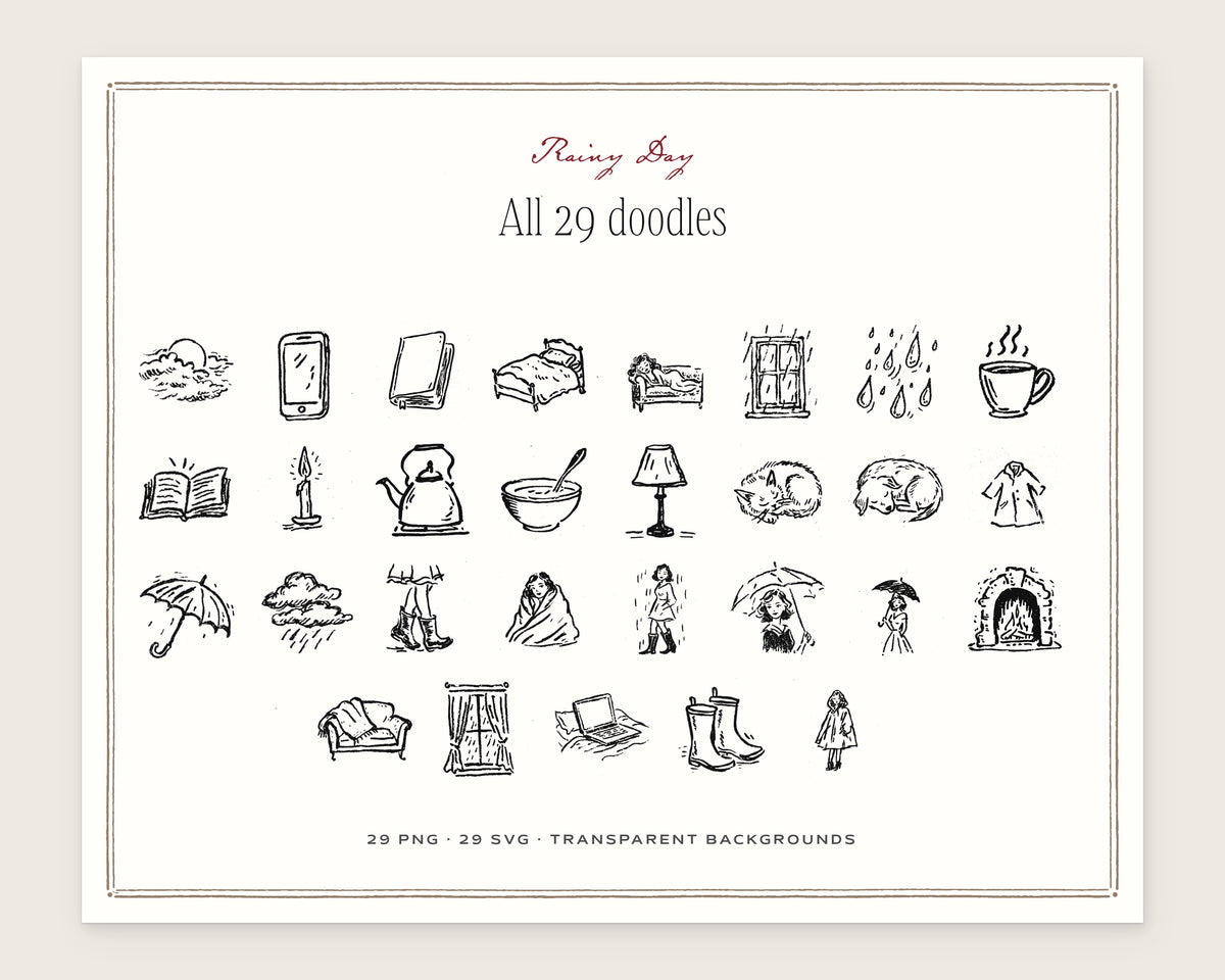 Rainy Day Doodle Pack, everything in the set