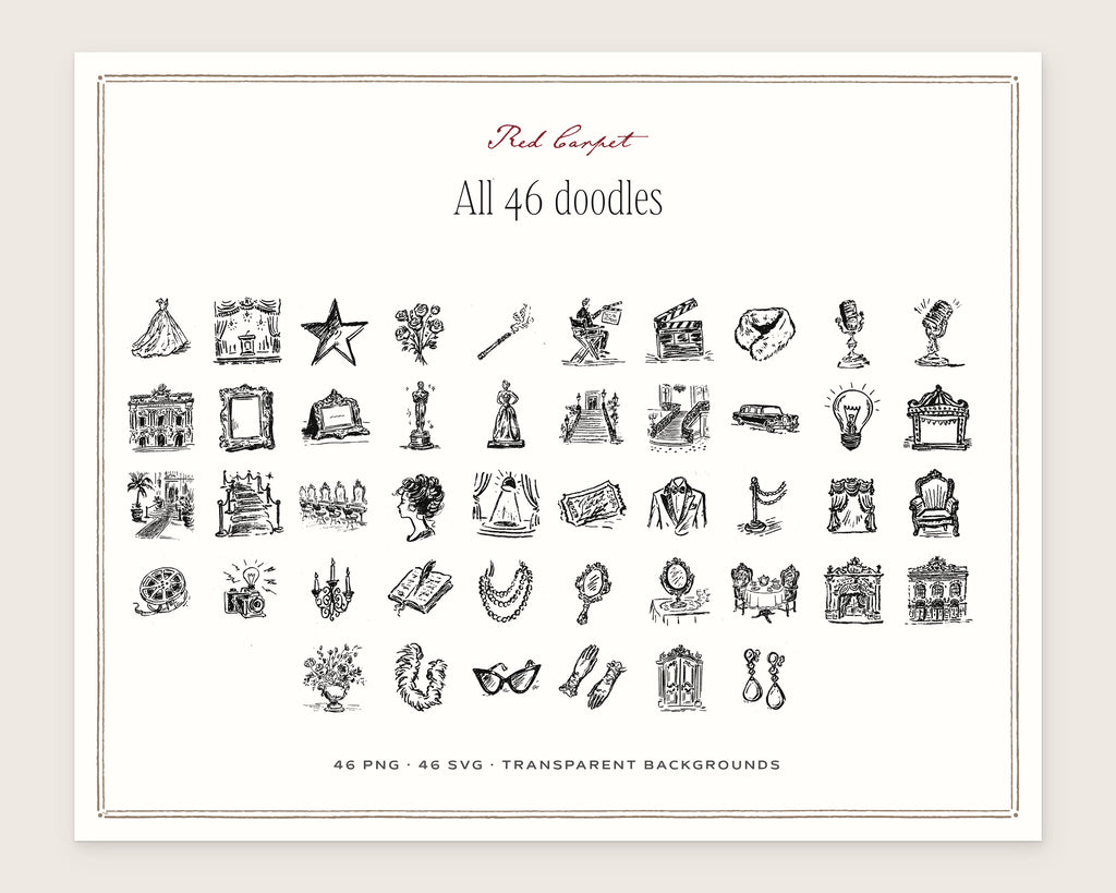Red Carpet Doodle Pack, everything in the set