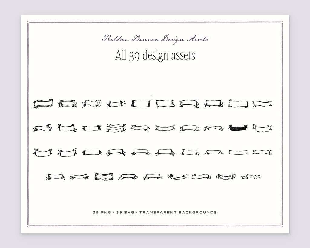 Ribbon Banner Design Assets, everything in the set