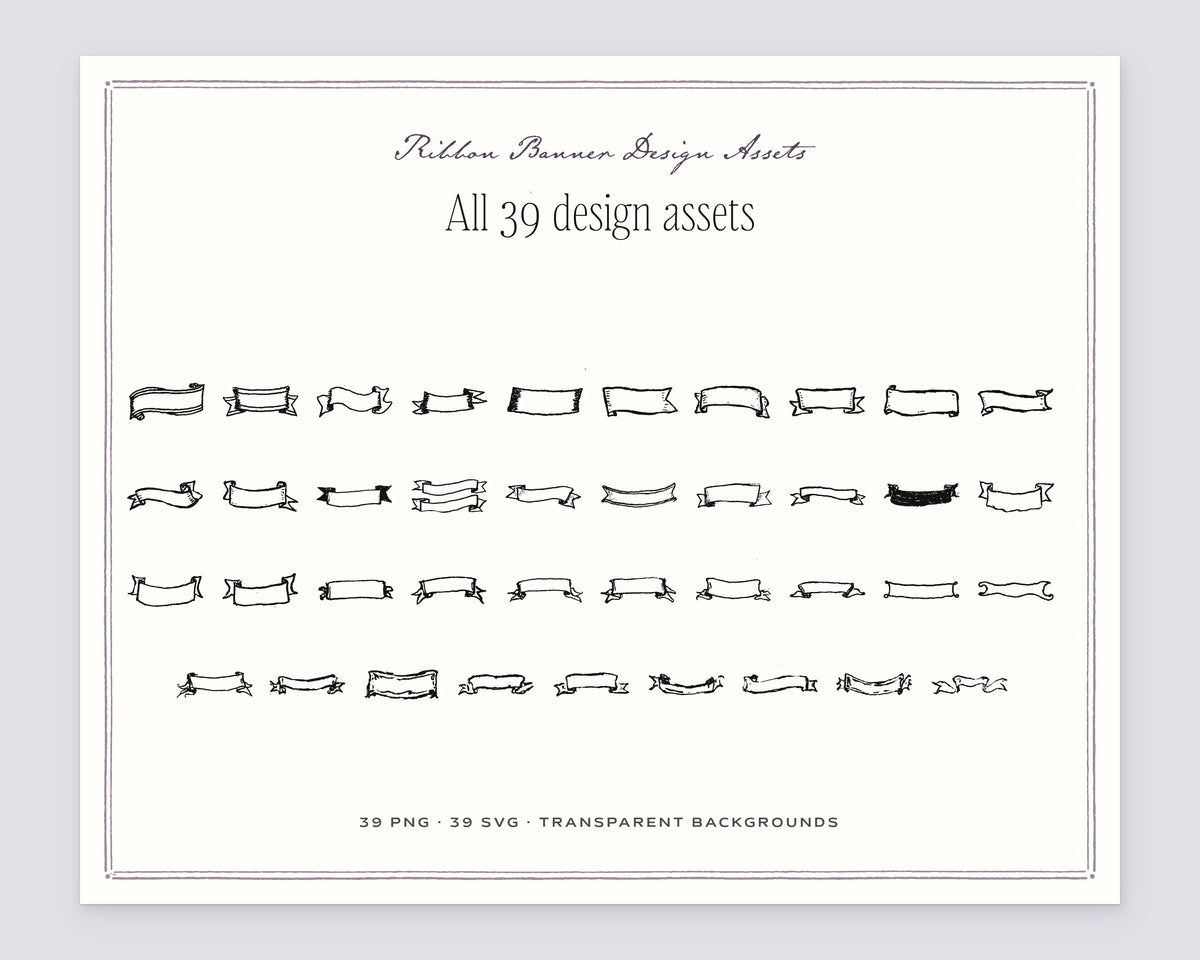 Ribbon Banner Design Assets, everything in the set